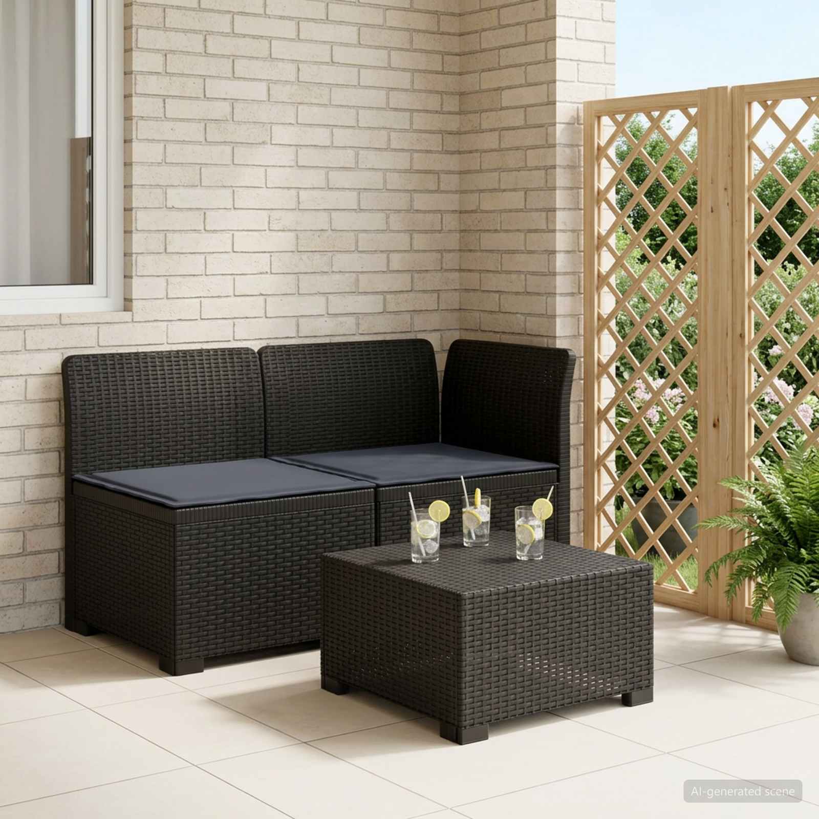 vidaXL 2-personers Havemøbelsofa med Pudefyld Rattan Look 2-personers