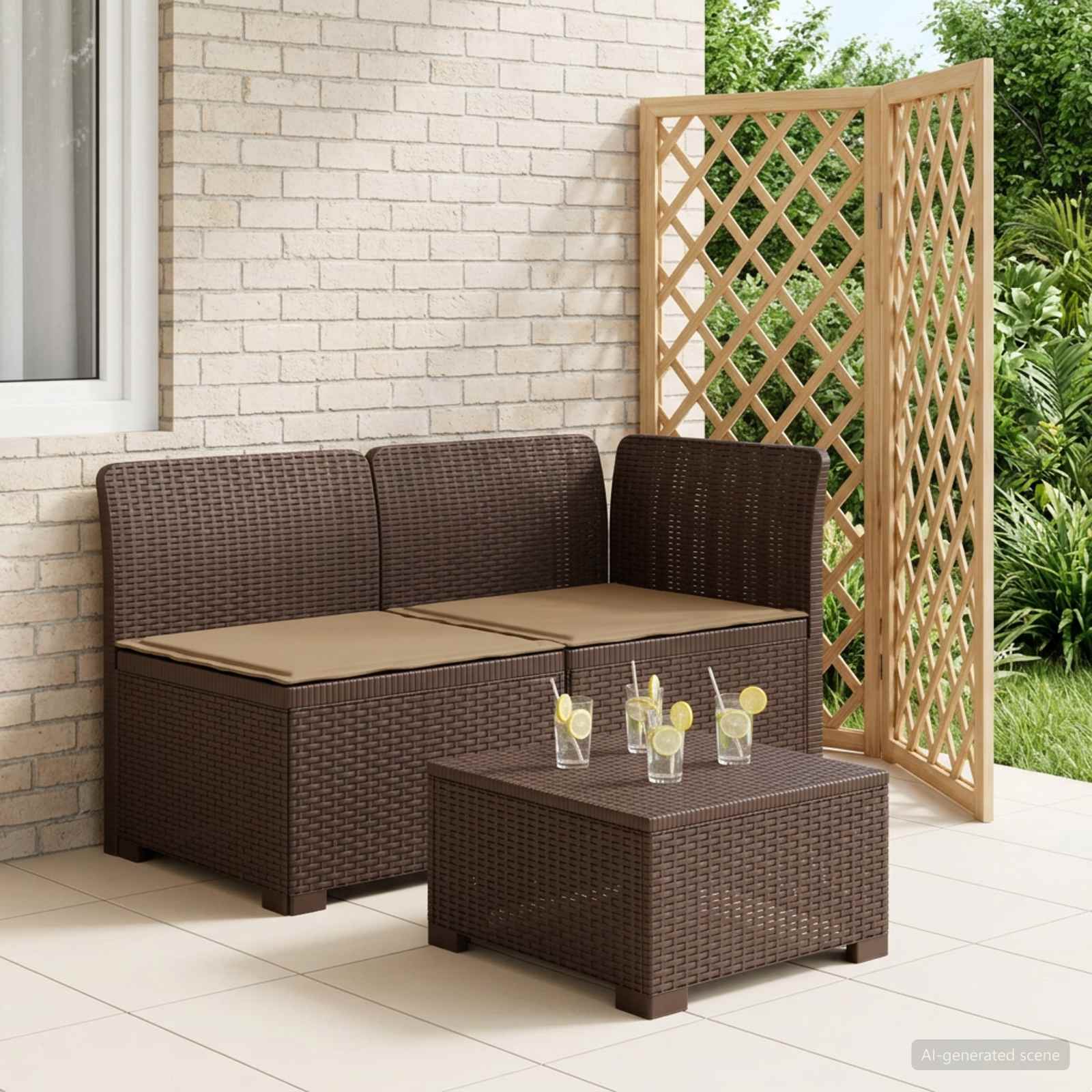 vidaXL 2-personers Havemøbelsofa med Pudefyld Rattan Look 2-personers