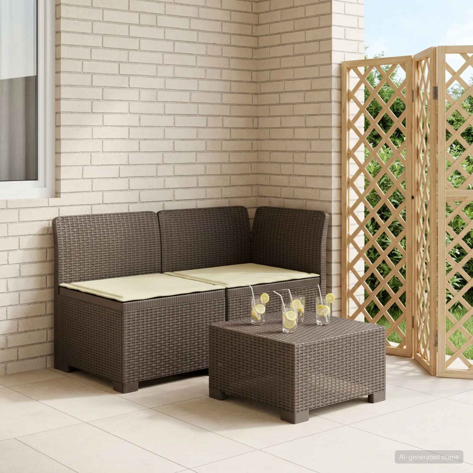 vidaXL Canapea de Grădină cu 2 Locuri cu Perne Aspect Rattan PP
