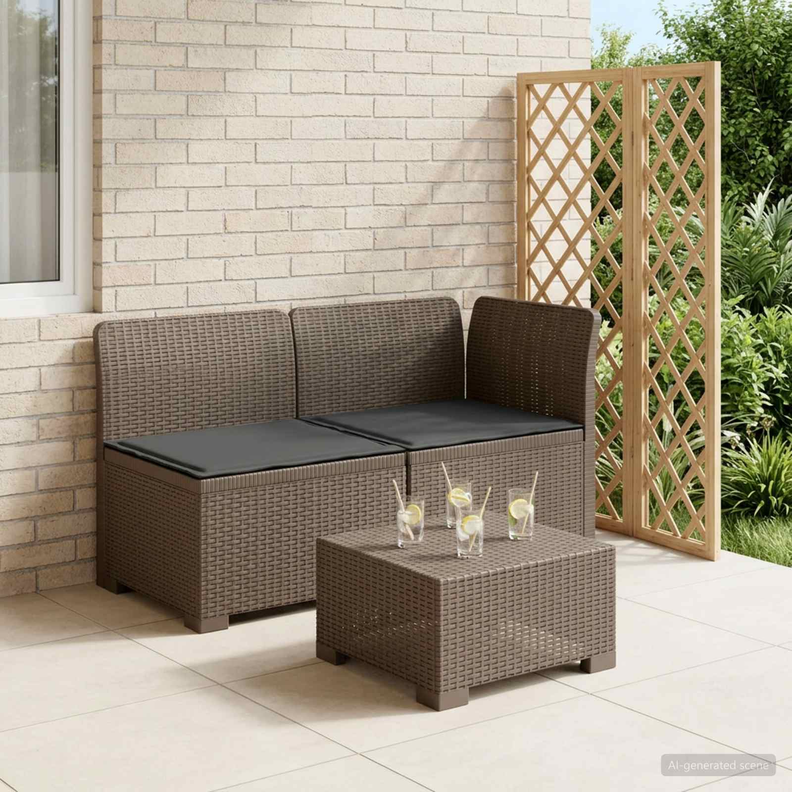 vidaXL Canapea de Grădină cu 2 Locuri cu Perne Aspect Rattan PP
