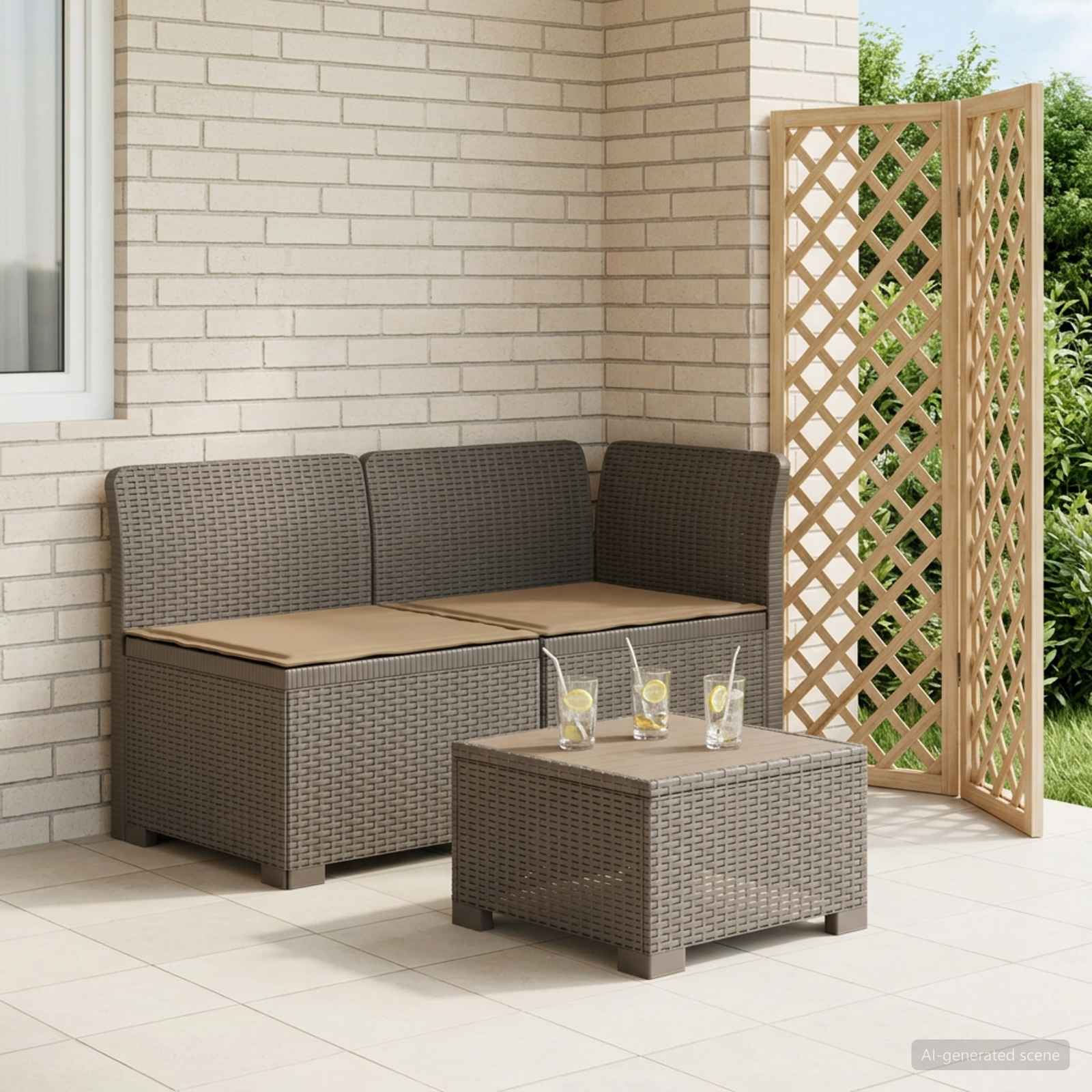 vidaXL Canapea de Grădină cu 2 Locuri cu Perne Aspect Rattan PP