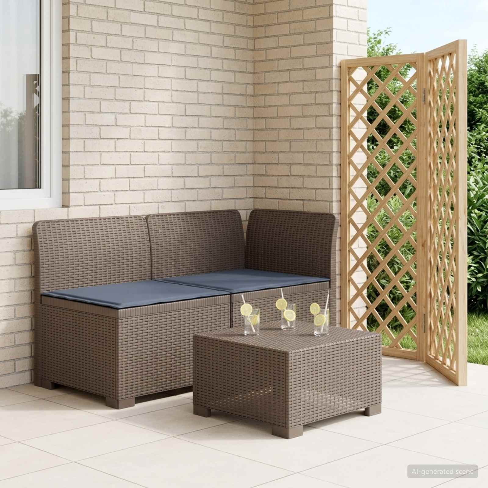 vidaXL Canapea de Grădină cu 2 Locuri cu Perne Aspect Rattan PP