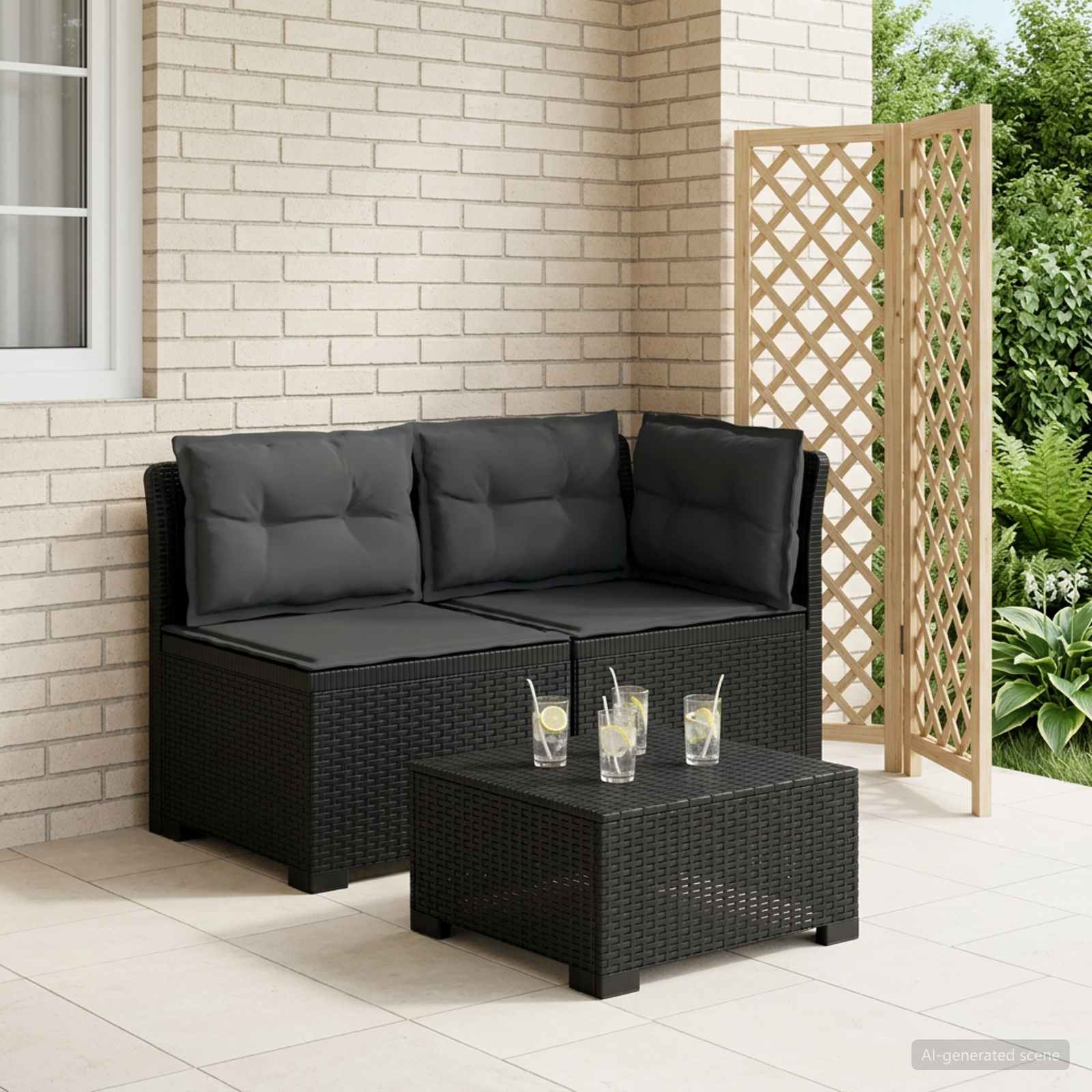 vidaXL Canapea de Grădină cu 2 Locuri cu Perne Aspect Rattan PP