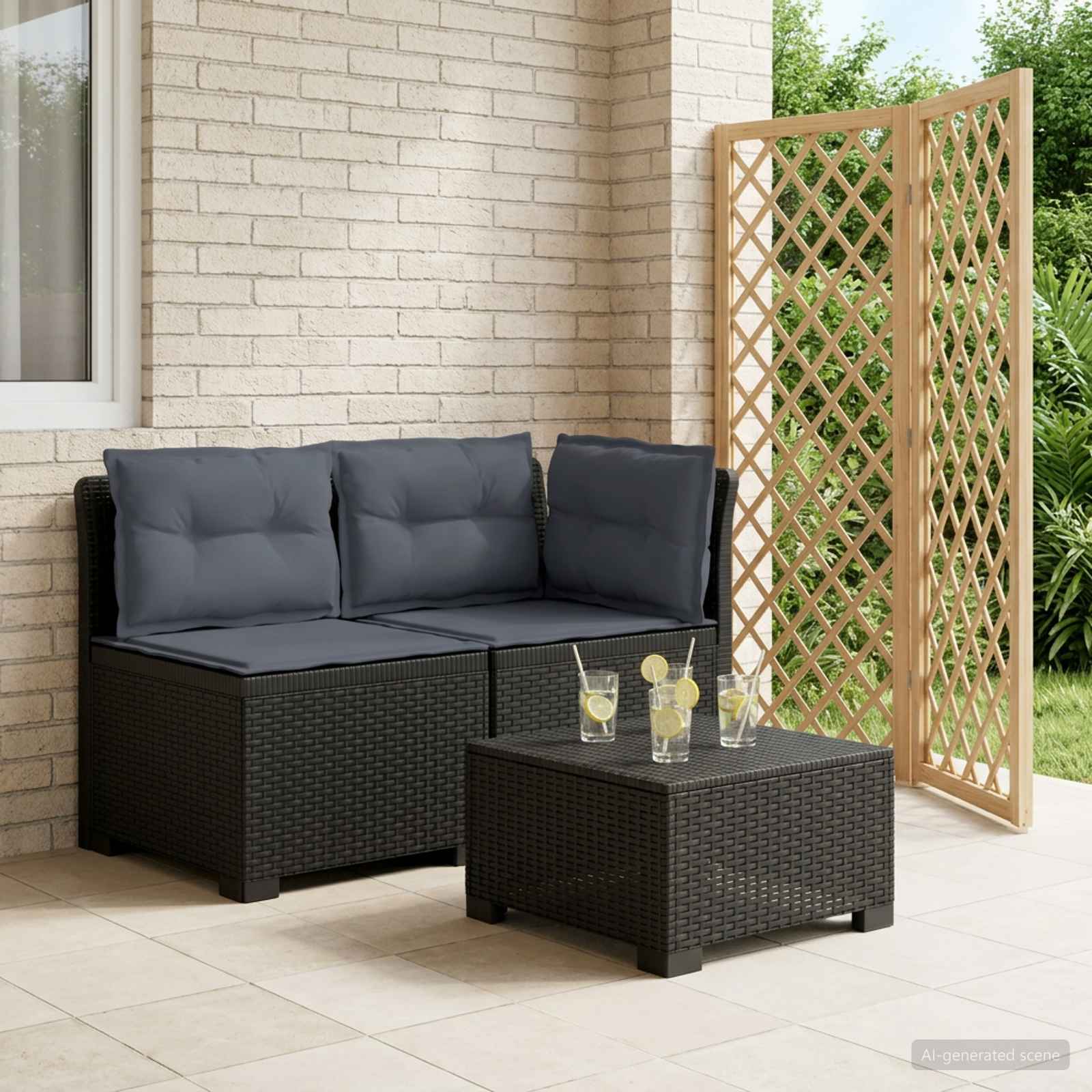 vidaXL Canapea de Grădină cu 2 Locuri cu Perne Aspect Rattan PP