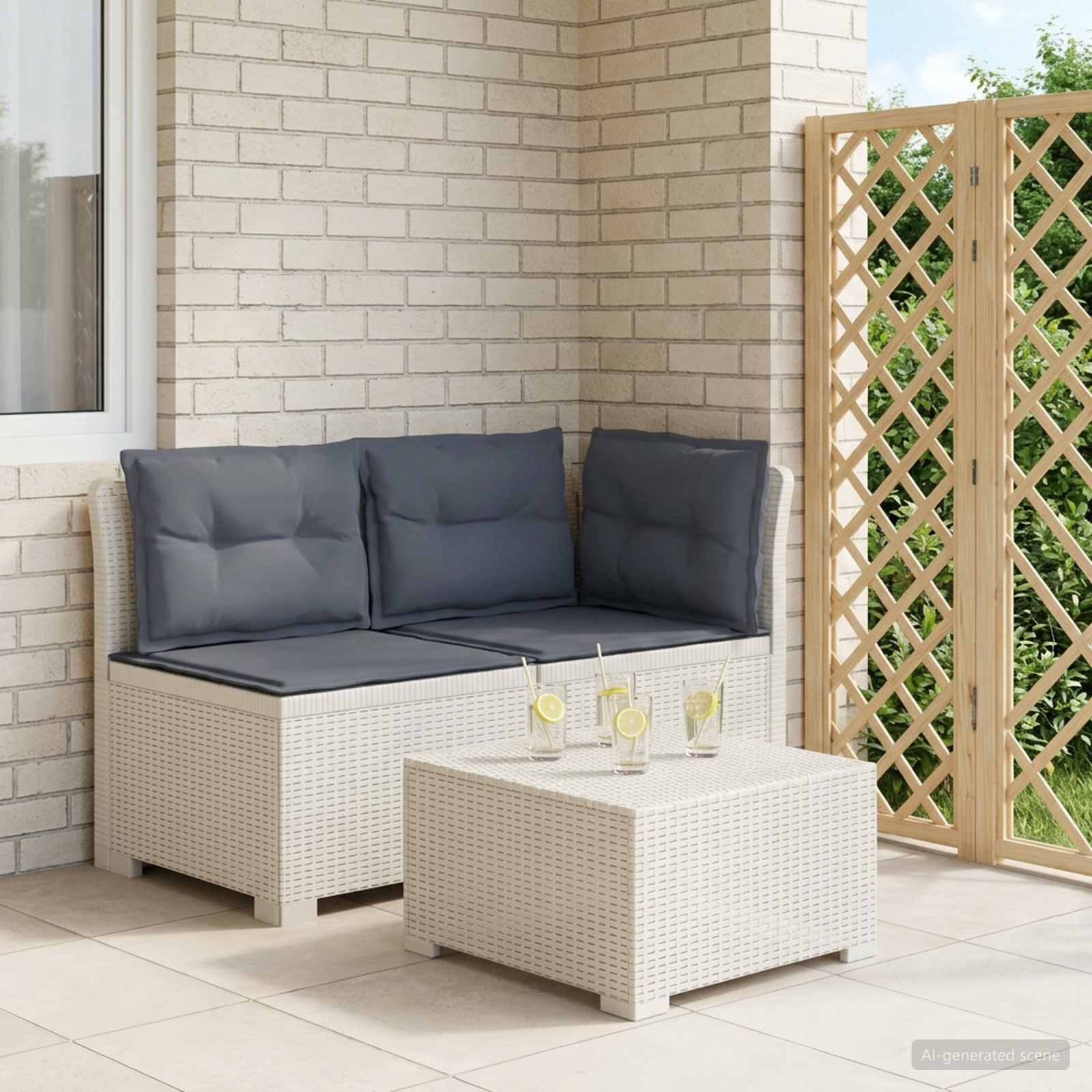 vidaXL 2-personers Havemøbelsofa med Pudefyld Rattan Look 2-personers
