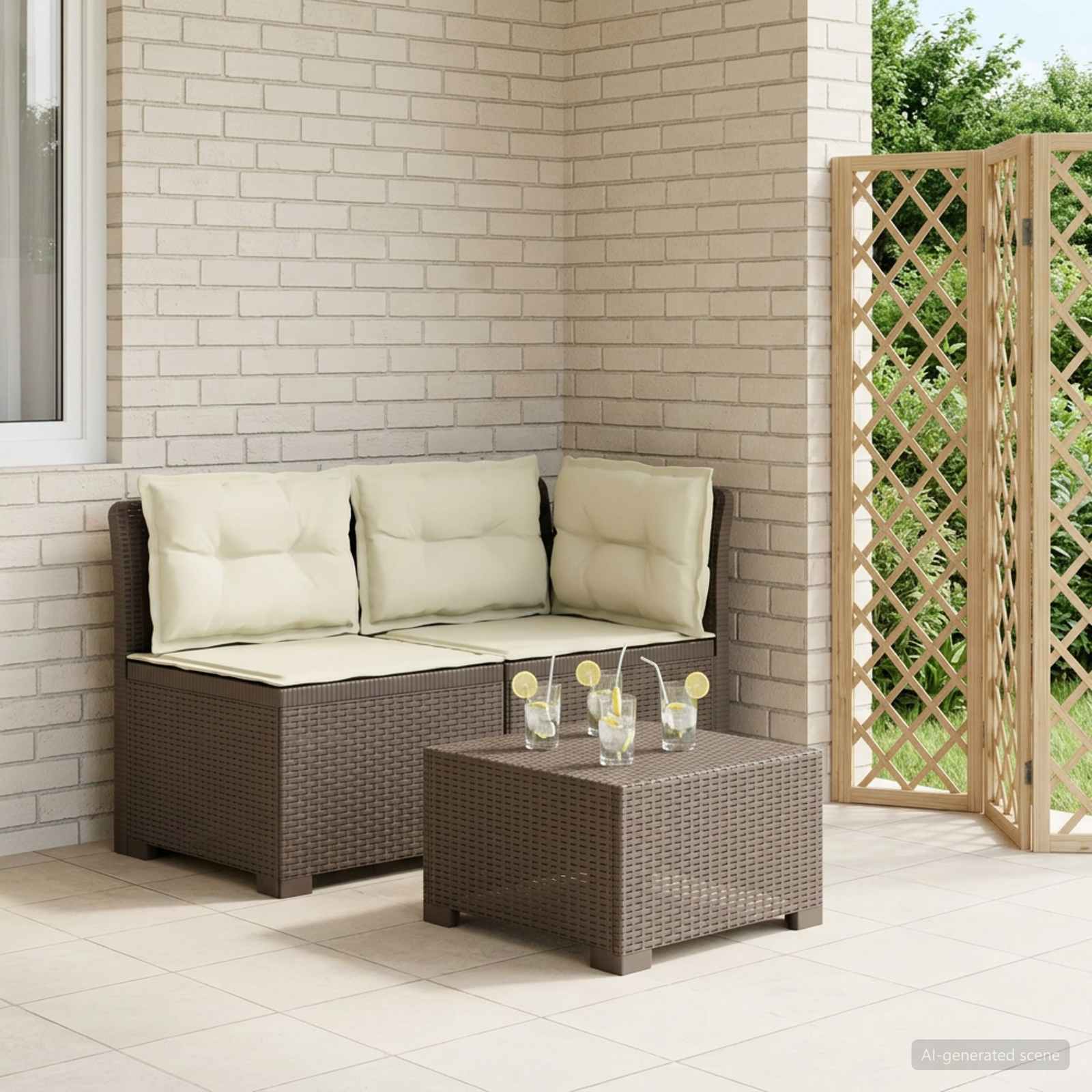vidaXL Canapea de Grădină cu 2 Locuri cu Perne Aspect Rattan PP