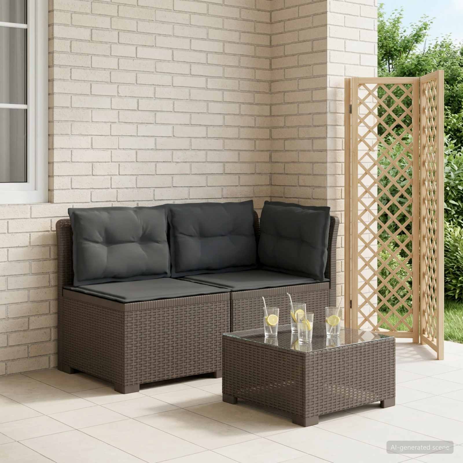vidaXL Canapea de Grădină cu 2 Locuri cu Perne Aspect Rattan PP