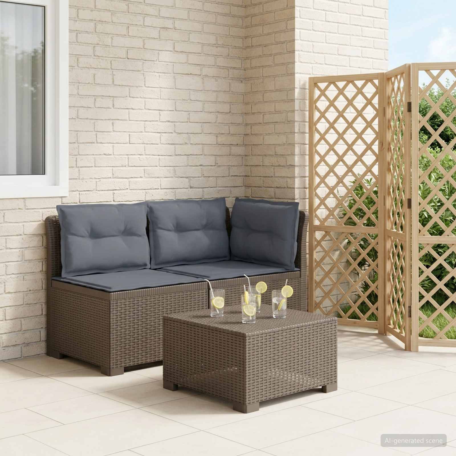 vidaXL Canapea de Grădină cu 2 Locuri cu Perne Aspect Rattan PP