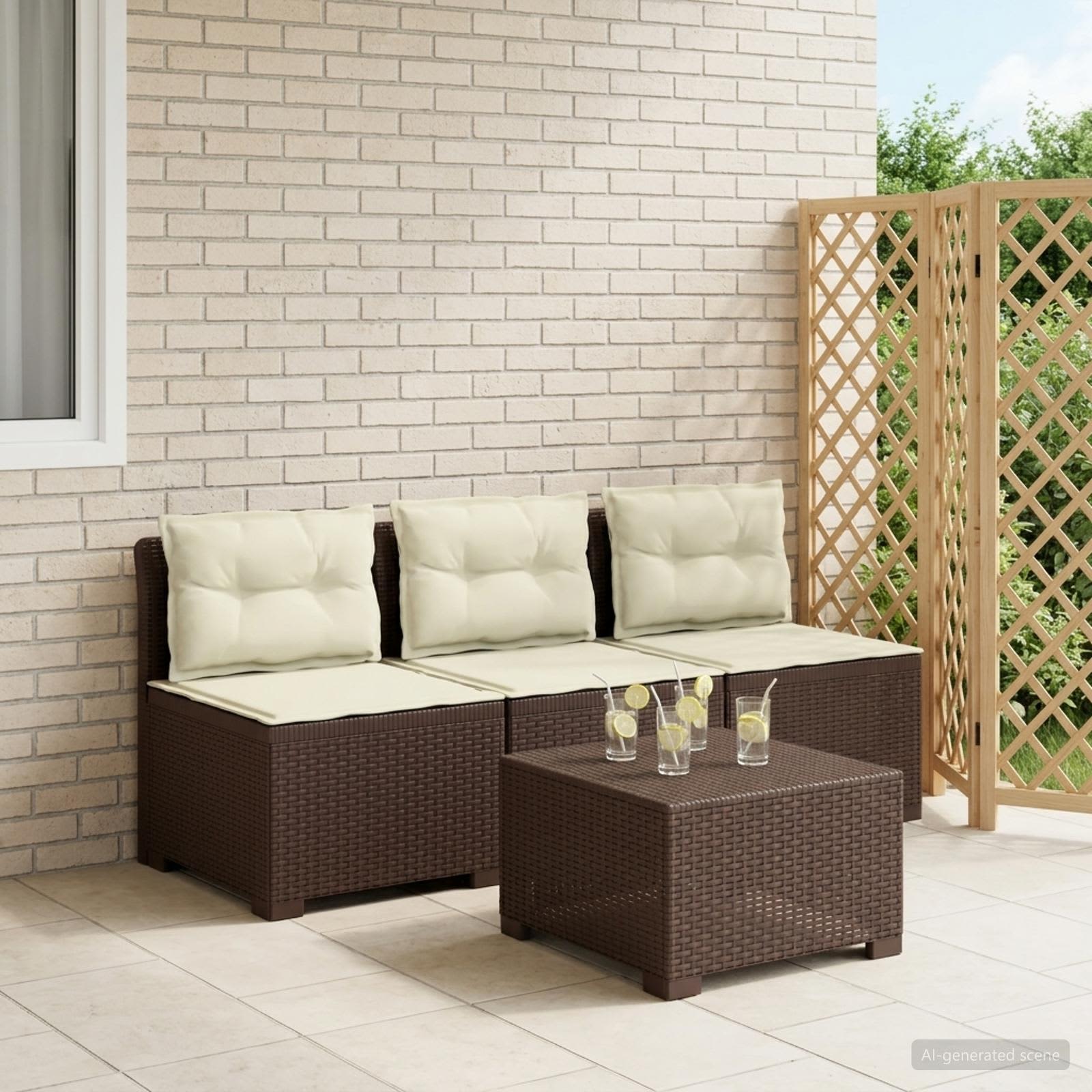 vidaXL 3-personers havensofa med puder i rattanlook 3-personers PP
