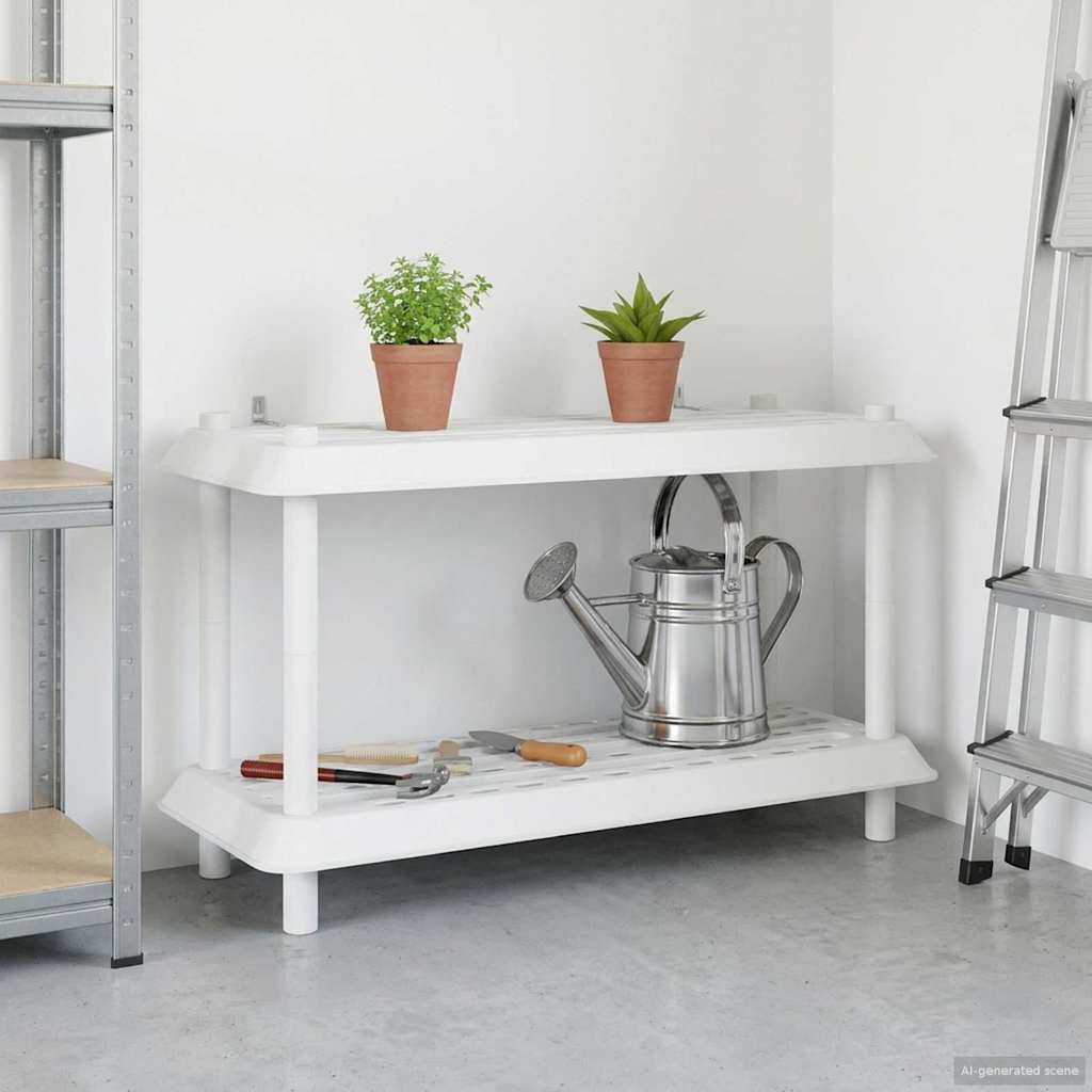 vidaXL Unitate de rafturi 2 niveluri 100 x 40 x 55,5 cm PP Alb