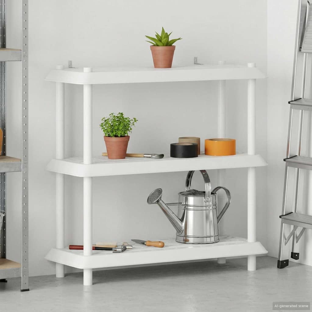 vidaXL Unitate de rafturi 3 niveluri 100 x 40 x 96 cm PP Alb