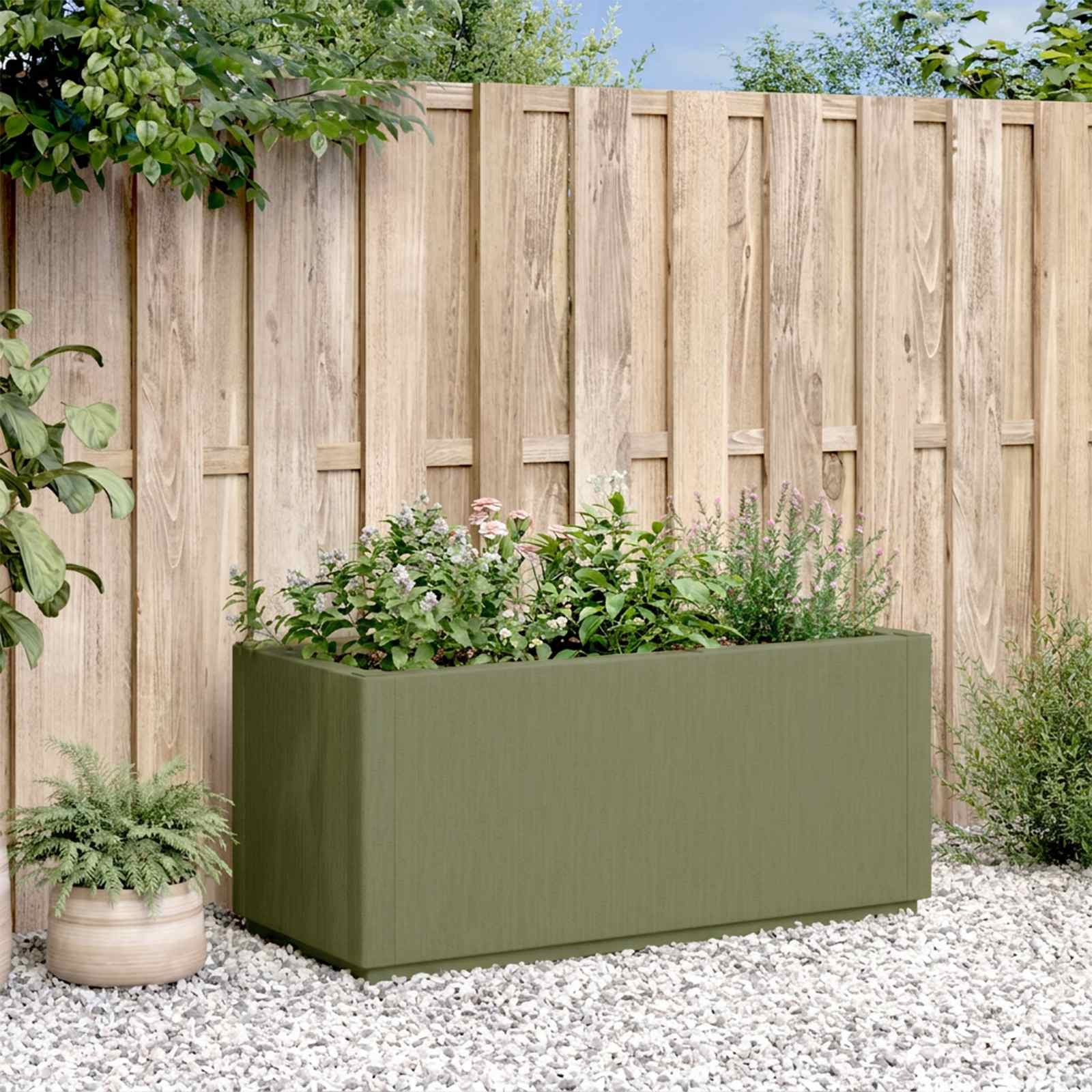 vidaXL Puutarhan kukkalaatikko Vihreä 80 x 36 x 35 cm PP