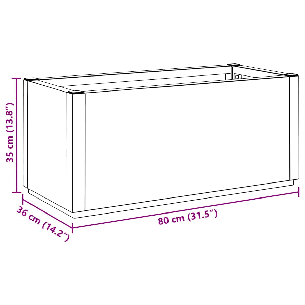 Haveblomsterkasse 80 x 36 x 35 cm PP - Billede 10