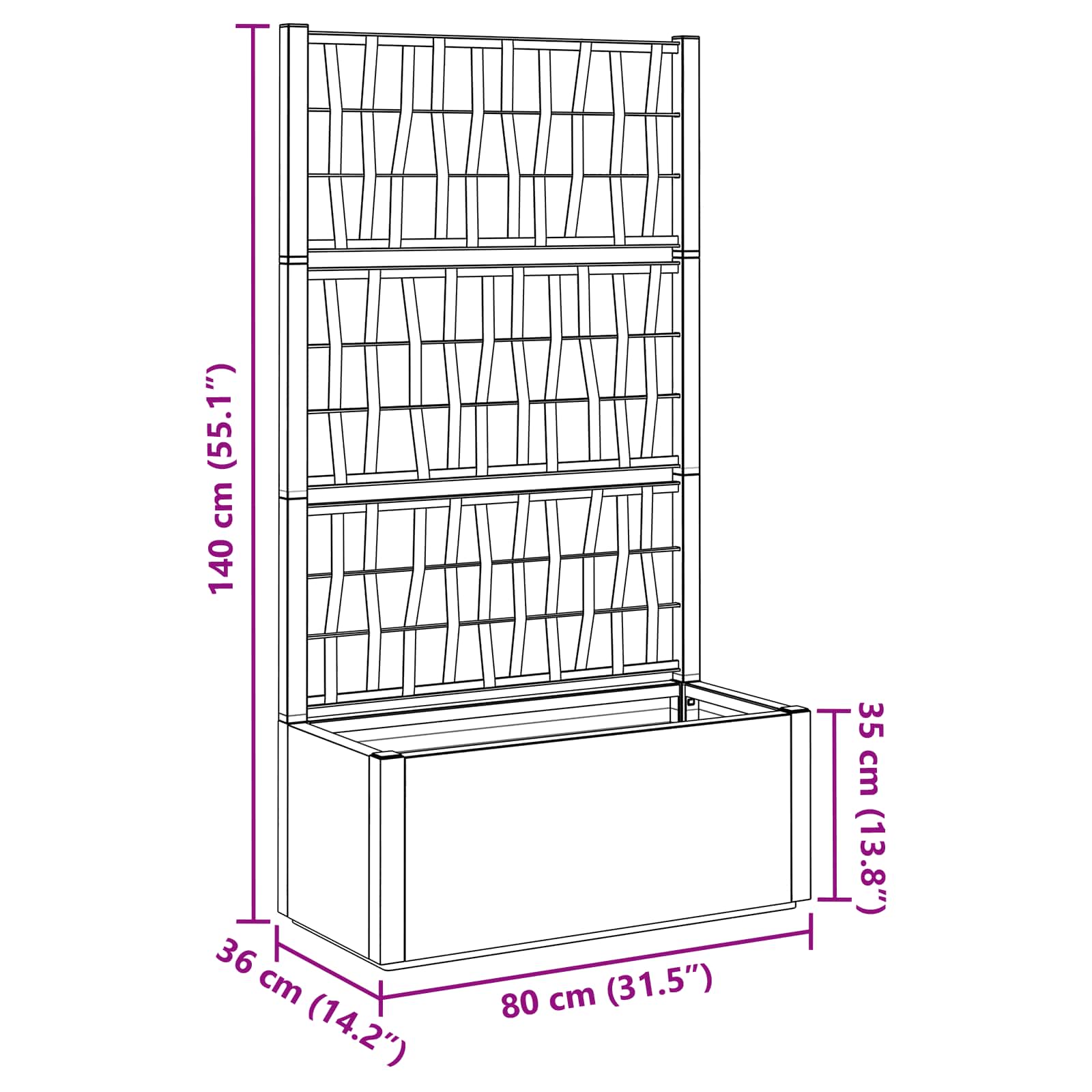 Tuindruppel met Trellis Bruin 80 x 36 x 140 cm PP image 9