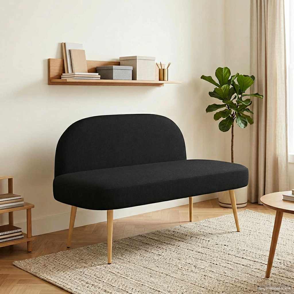 vidaXL Bancă tapițată cu spătar Negru 110 x 60 x 76 cm Poliester