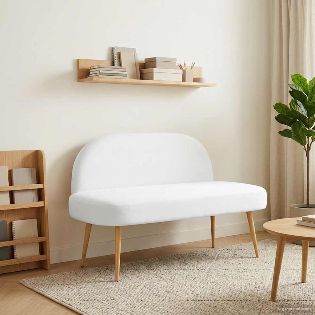 vidaXL Bancă tapițată cu spătar Alb 110 x 60 x 76 cm Poliester