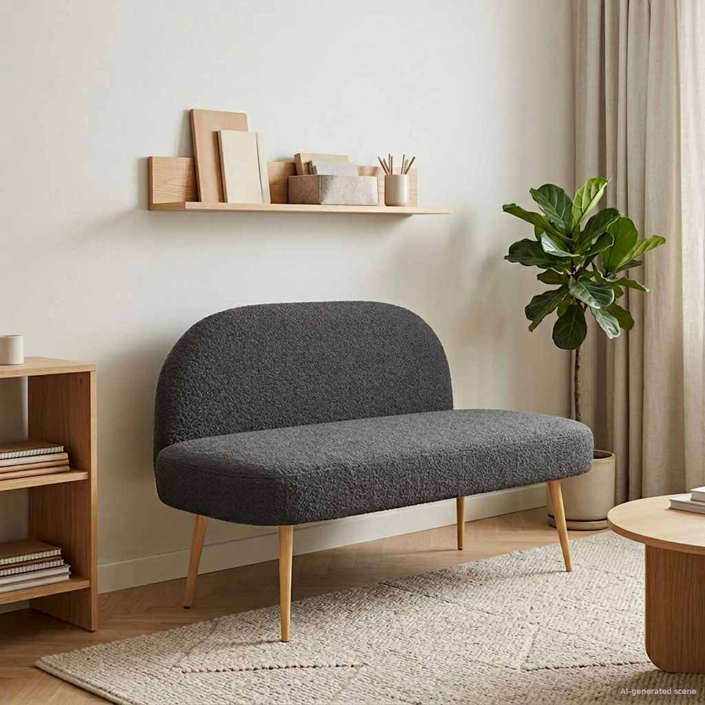 vidaXL Bancă tapițată cu spătar Gri închis 110 x 60 x 76 cm Bouclé