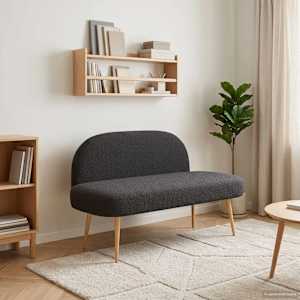 Oblazinjena klop z naslonom Črna 110 x 60 x 76 cm Bouclé