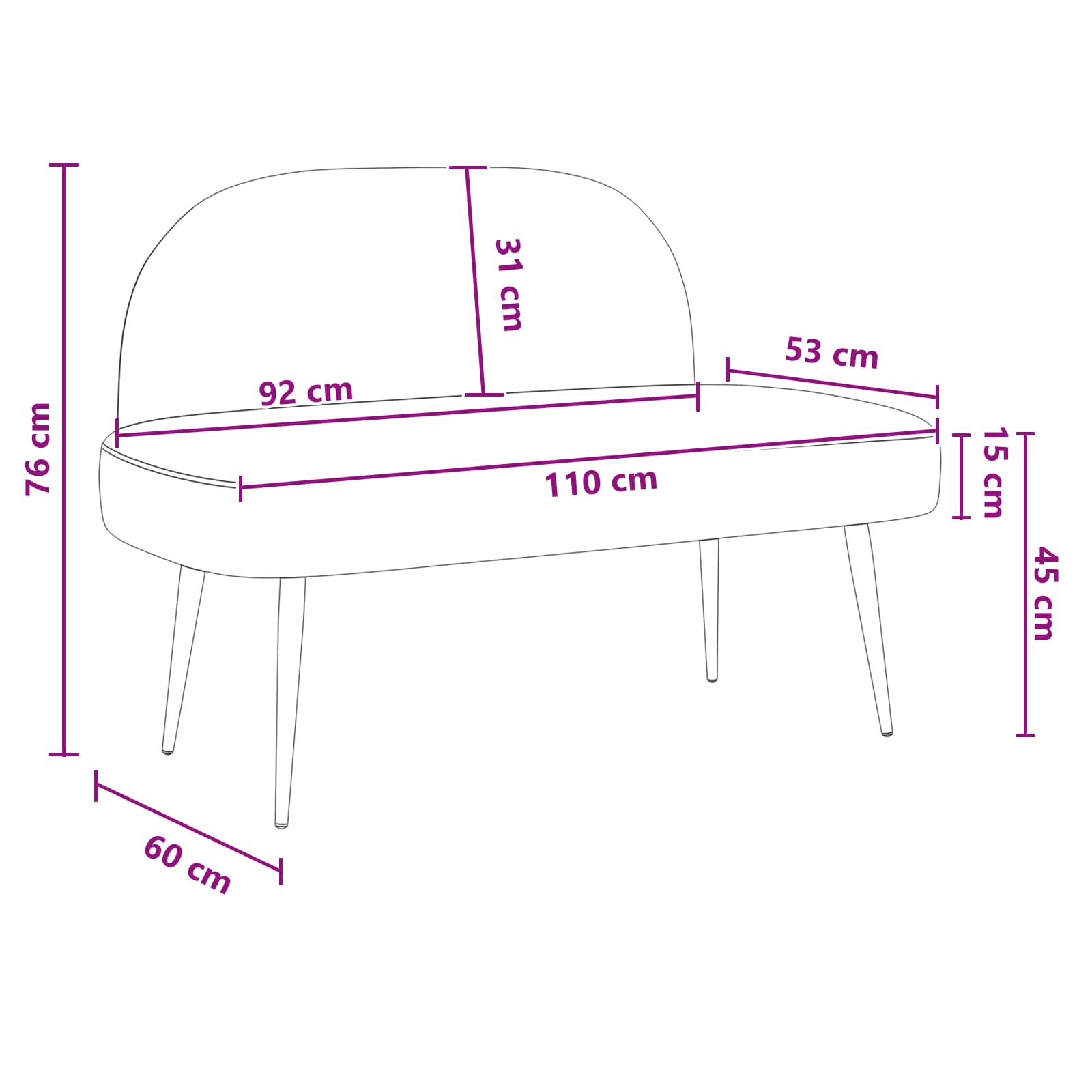 Oblazinjena klop z naslonom Svetlo siva 110 x 60 x 76 cm - slika 8