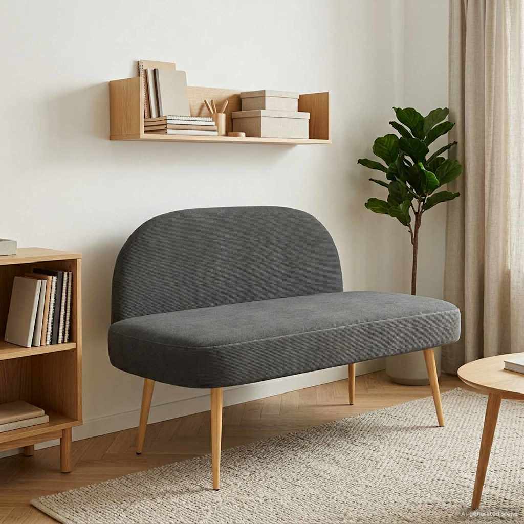 vidaXL Bancă tapițată cu spătar Gri închis 110 x 60 x 76 cm