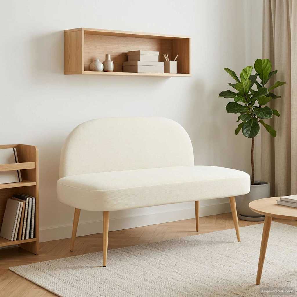 vidaXL Bancă tapițată cu spătar Crem 110 x 60 x 76 cm
