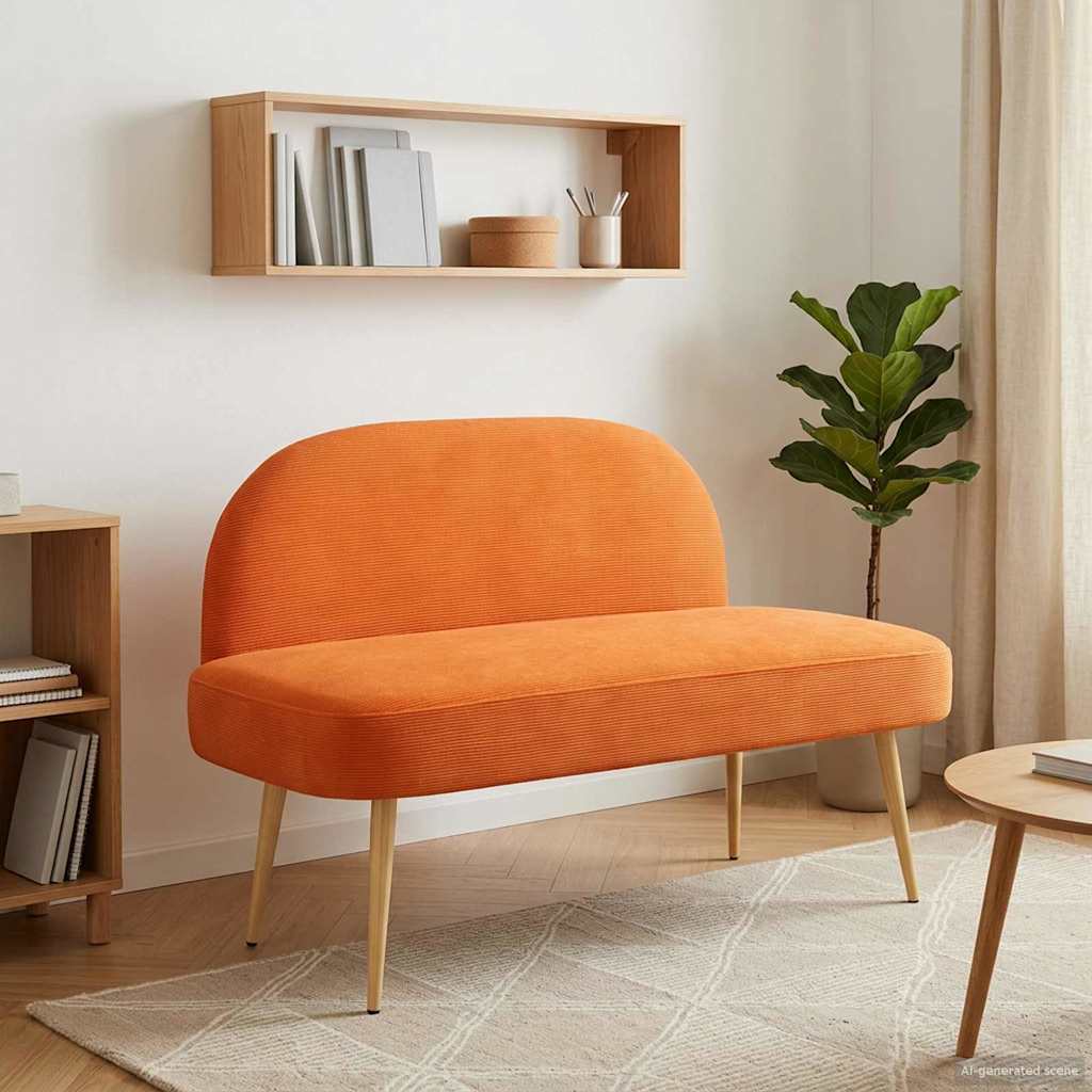 vidaXL Bancă tapițată cu spătar Portocaliu 110 x 60 x 76 cm