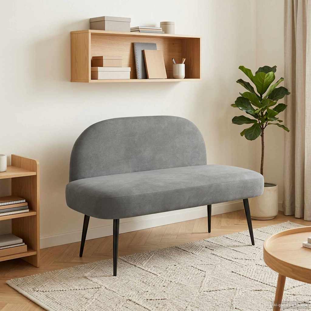 vidaXL Bancă tapițată cu spătar Gri închis 110 x 60 x 76 cm Catifea