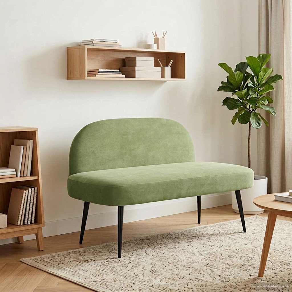 vidaXL Bancă tapițată cu spătar Lysegrønn 110 x 60 x 76 cm Catifea