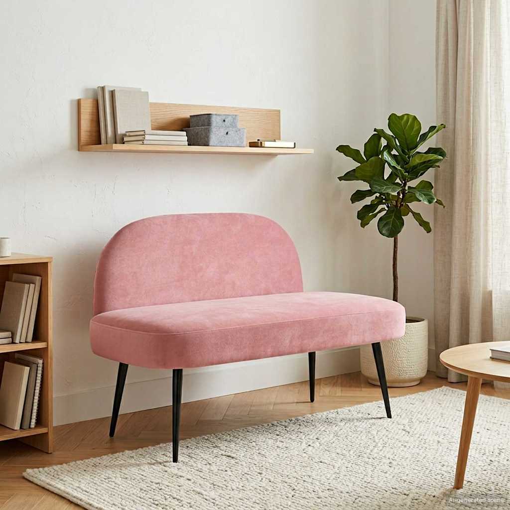 vidaXL Bancă tapițată cu spătar Roz 110 x 60 x 76 cm Catifea