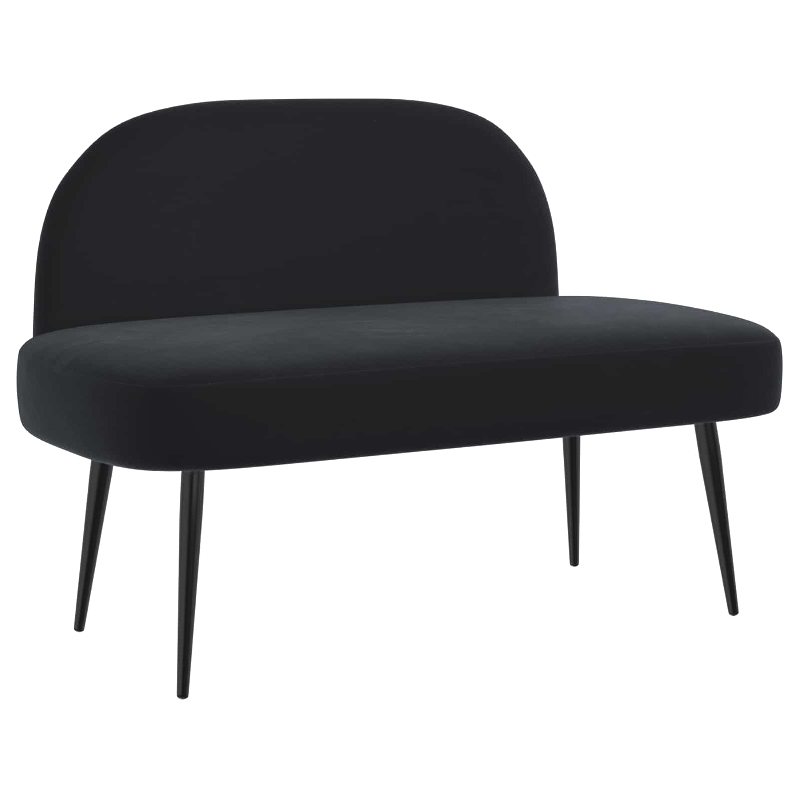 Oblazinjena klop z naslonom Črna 110 x 60 x 76 cm Žamet - slika 2