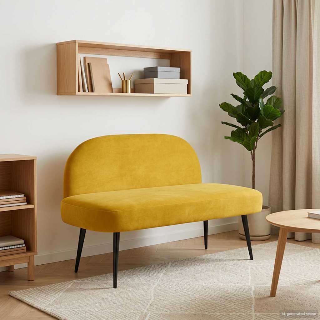 vidaXL Bancă tapițată cu spătar Galben 110 x 60 x 76 cm Catifea