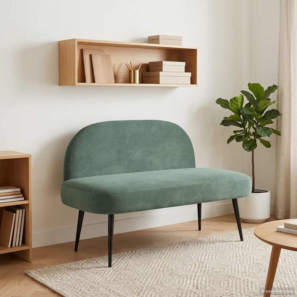 vidaXL Bancă tapițată cu spătar verde-albăstriu 110 x 60 x 76 cm