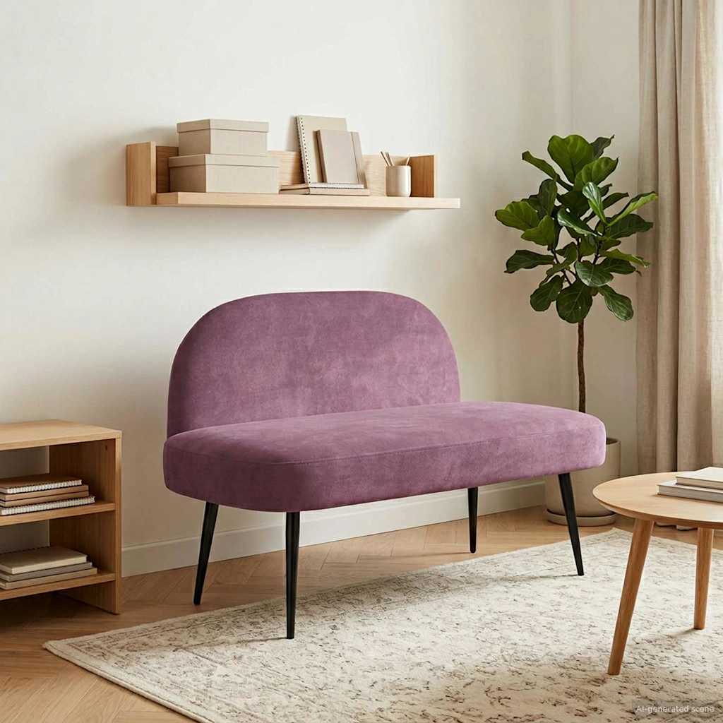 vidaXL Bancă tapițată cu spătar Violet 110 x 60 x 76 cm Catifea