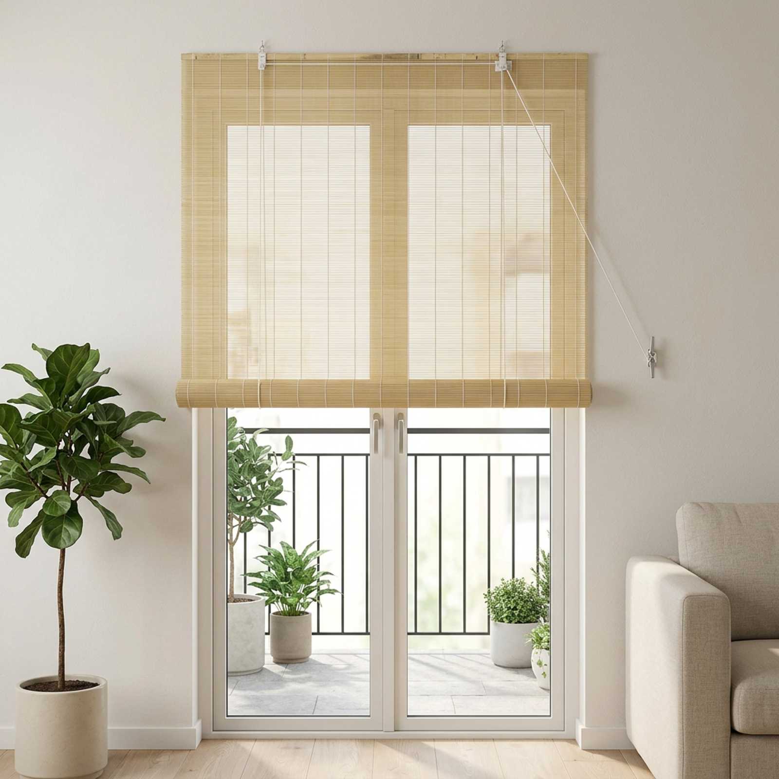 Rolgordijn Naturel 90 x 220 cm Bamboe image 1
