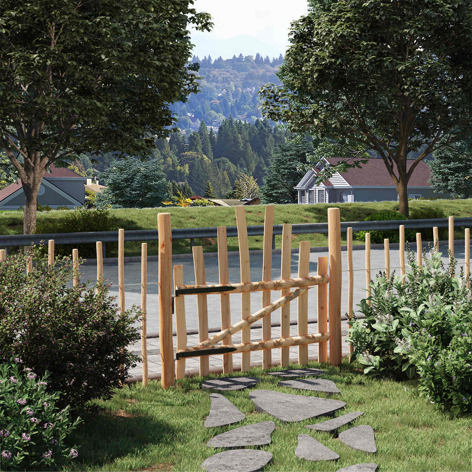 vidaXL Poartă de gard arcuită 100 x 90 cm Lemn de Făglă Impregnat