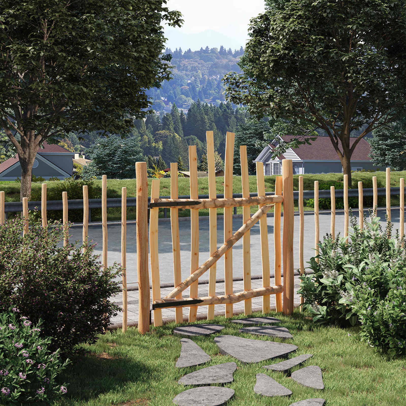 vidaXL Poartă de gard arcuită 100 x 120 cm Lemn de Făglă Impregnat