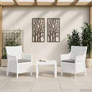 Sedežna garnitura z blazino 3 pcs Bela PP