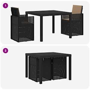 Zahradní jídelní souprava 3 pcs Antracitová a taupe PP - obrázek 10