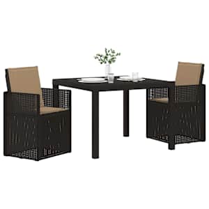 Zahradní jídelní souprava 3 pcs Antracitová a taupe PP - obrázek 3