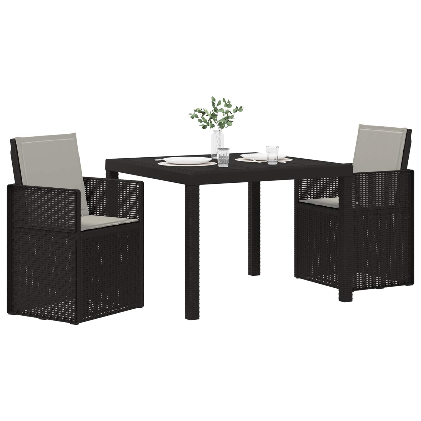 Komplet za jedilnico v vrtu 3 pcs Antracit in svetlo siva PP - slika 3