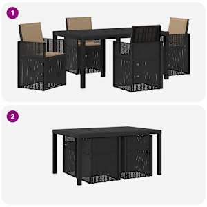 Zahradní jídelní souprava 5 pcs Antracitová a taupe PP - obrázek 10