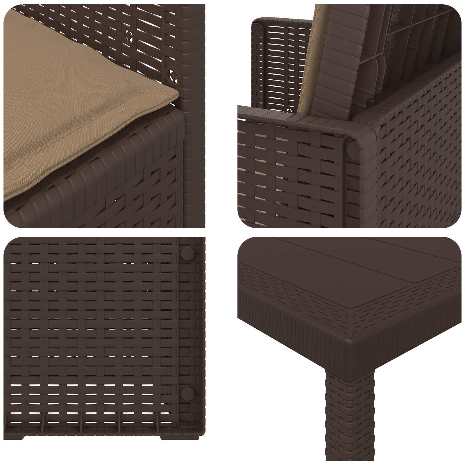 Zahradní jídelní souprava s polštářem 5 pcs Hnědá a taupe PP - obrázek 8