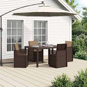 Komplet za jedilnico v vrtu z blazino 5 pcs Rjava in taupe PP