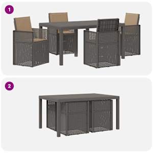 Zahradní jídelní souprava 5 pcs Světle šedá, Šedobéžová PP - obrázek 9