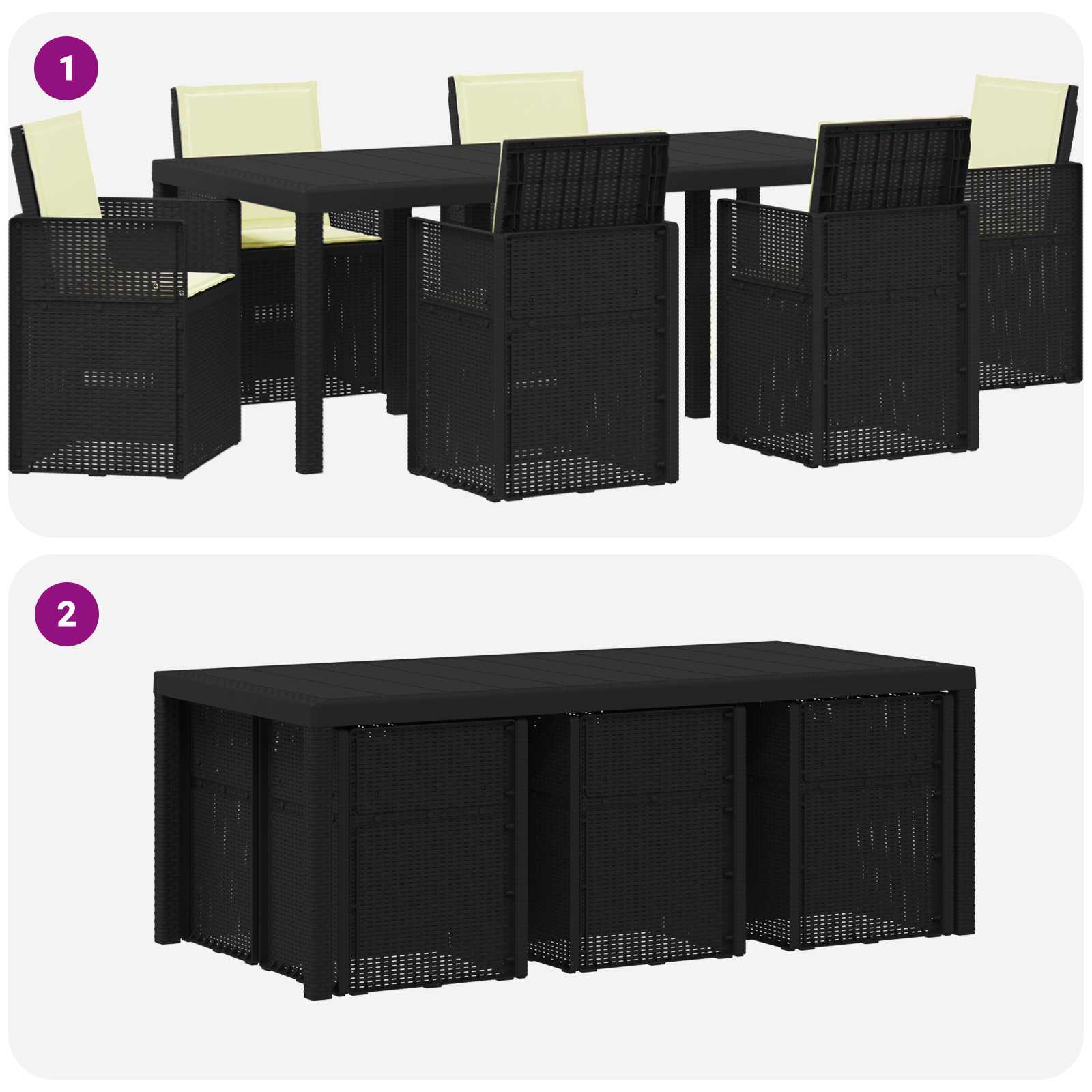 Komplet za jedilnico v vrtu z blazino 7 pcs Antracit in krem PP - slika 10