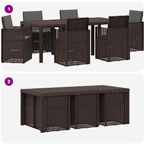 Zahradní jídelní souprava 7 pcs Hnědá a antracitová PP - obrázek 10