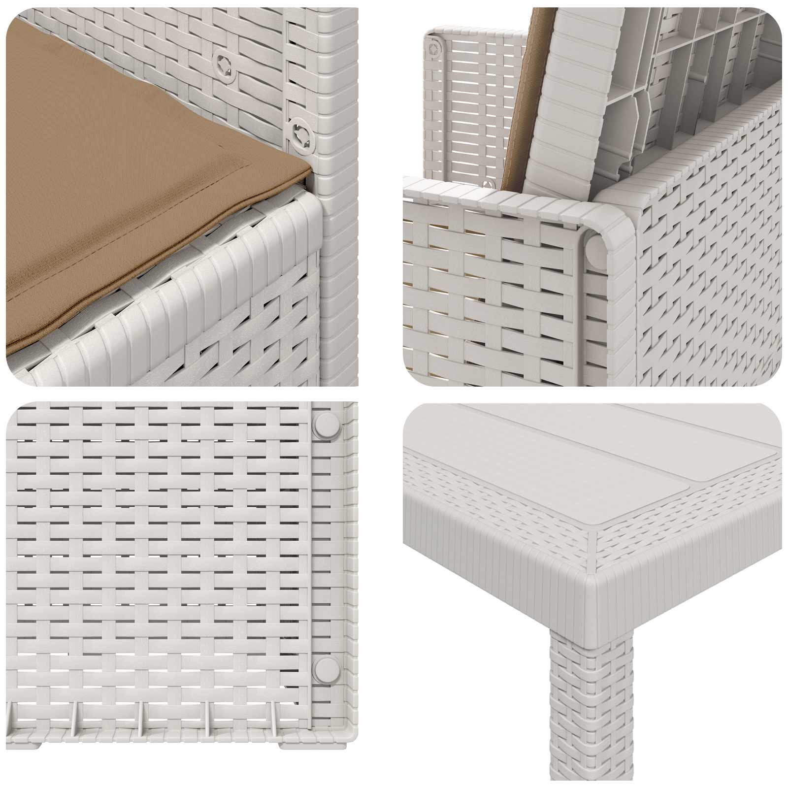 Zahradní jídelní souprava s polštářem 7 pcs Bílá a taupe PP - obrázek 8