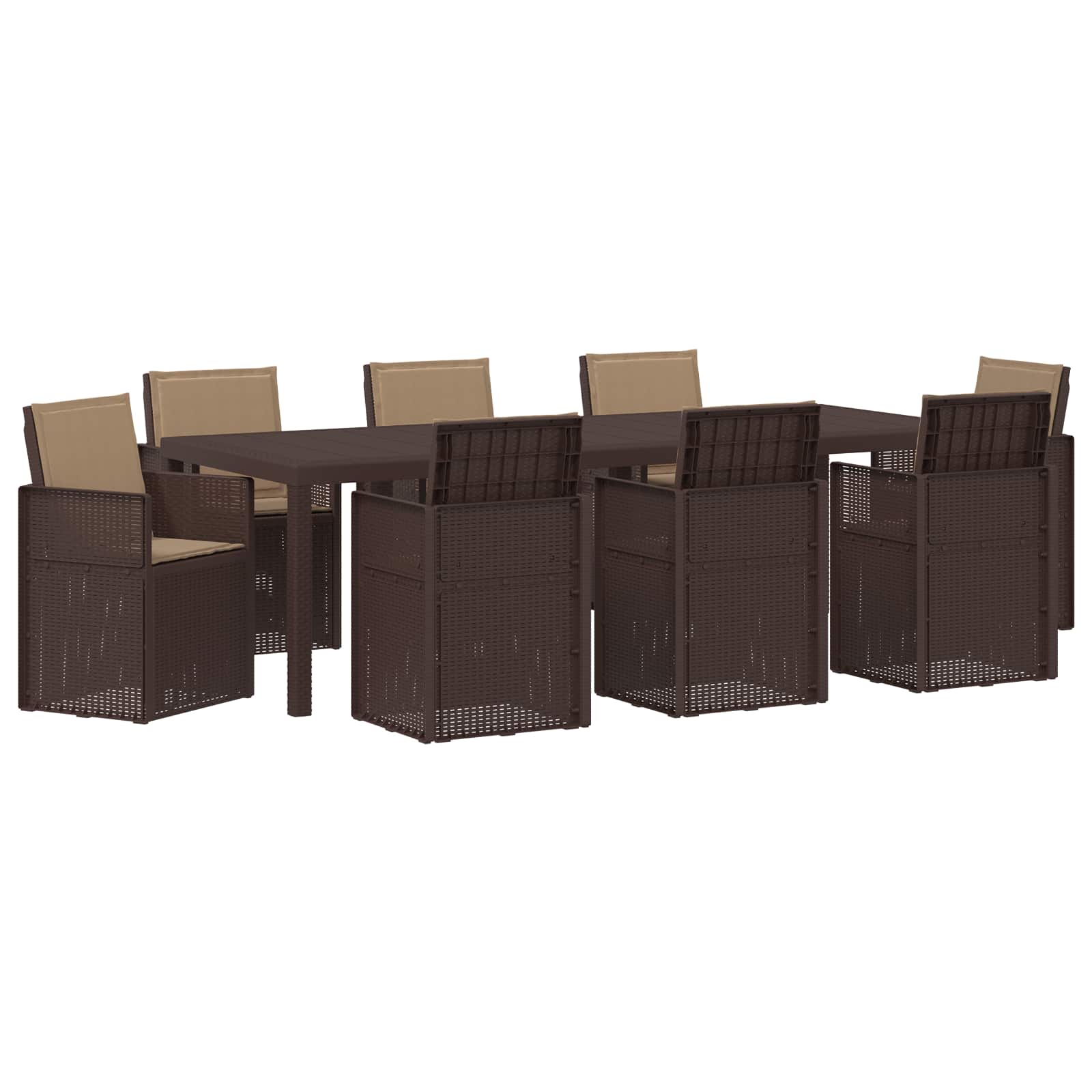 vidaXL Tuin eettafelset 9 st 8-zits Bruin en Taupe PP, foto 3