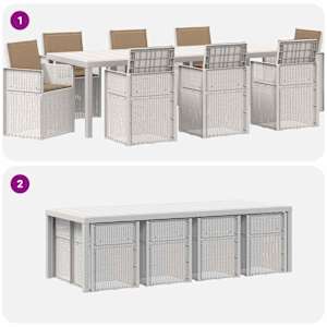 Zahradní jídelní souprava s polštářem 9 pcs Bílá a taupe PP - obrázek 9