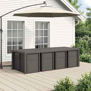 Zahradní jídelní souprava s polštářem 9 pcs Světle šedá PP - obrázek 4